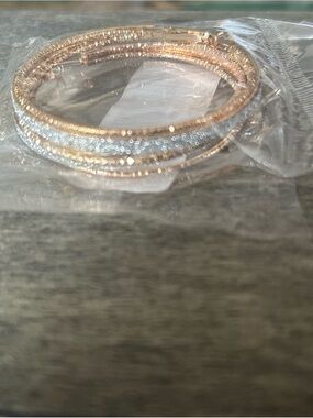 Rose Gold and Silver Crystal Bangle Set - Women Jewelry